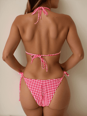 Fashionable sweet style backless striped bikini two-piece swimsuit - 808Lush