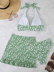 three-piece swimsuit female small floral Bikini