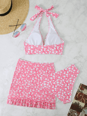 three-piece swimsuit female small floral Bikini