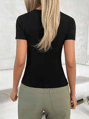 Women's casual U-neck slim fit T-shirt