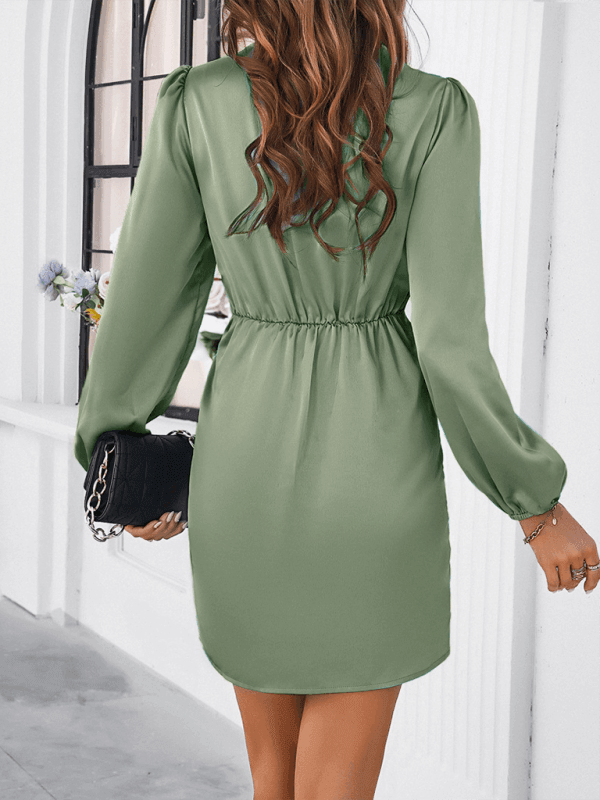 Women's elegant v-neck long-sleeved dress - 808Lush