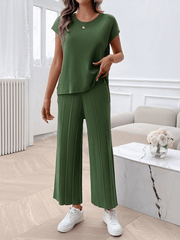 Women's casual solid color sweater set