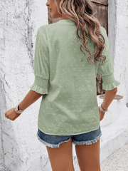 Women's V-neck casual pullover puff sleeve loose top