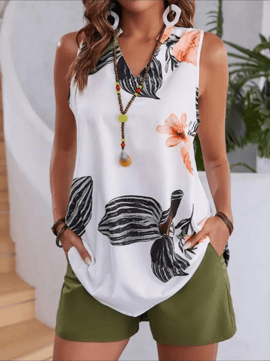 Women's Printed Casual Vacation Top and Shorts Set