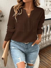 Women's shirt v-neck casual pullover top