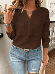 Women's shirt v-neck casual pullover top