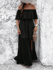 Ladies elegant off shoulder maxi dress