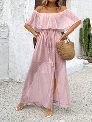 Ladies elegant off shoulder maxi dress