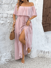 Ladies elegant off shoulder maxi dress