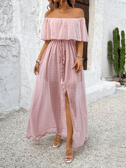 Ladies elegant off shoulder maxi dress