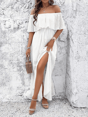 Ladies elegant off shoulder maxi dress