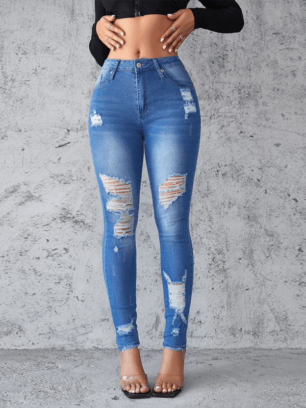 ripped jeans slim fit hip lift skinny jeans - 808Lush