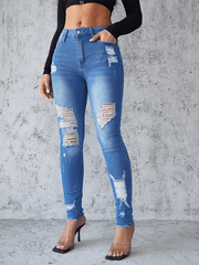 ripped jeans slim fit hip lift skinny jeans - 808Lush