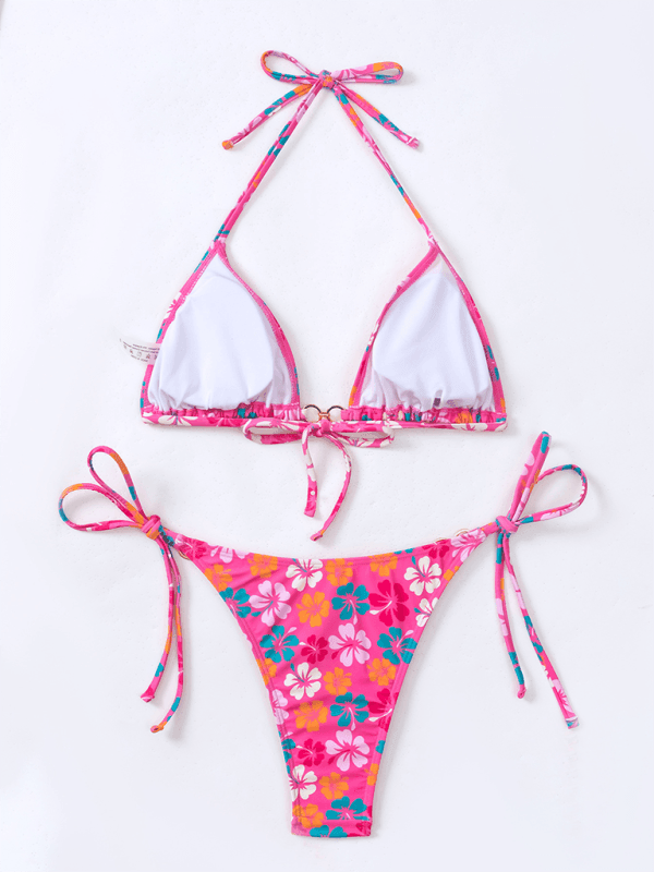 Triangle Cup Printed Lace-Up Sexy Bikini Swimsuit - 808Lush