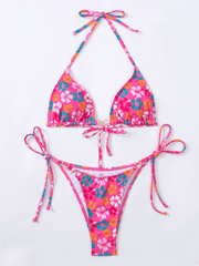 Triangle Cup Printed Lace-Up Sexy Bikini Swimsuit - 808Lush