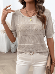 Spring and summer women's temperament round neck hollow short sweater