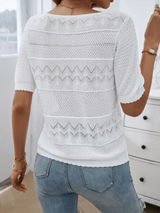 Spring and summer women's temperament round neck hollow short sweater