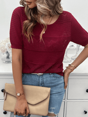 Spring and summer women's temperament round neck hollow short sweater