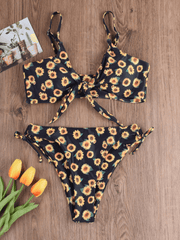 sexy two-piece swimsuit love sunflower print bikini - 808Lush