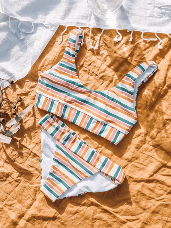 women's striped high waist two-piece swimsuit - 808Lush