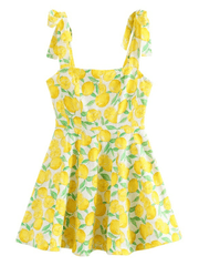 Lemon Print Suspender Dress - 808Lush