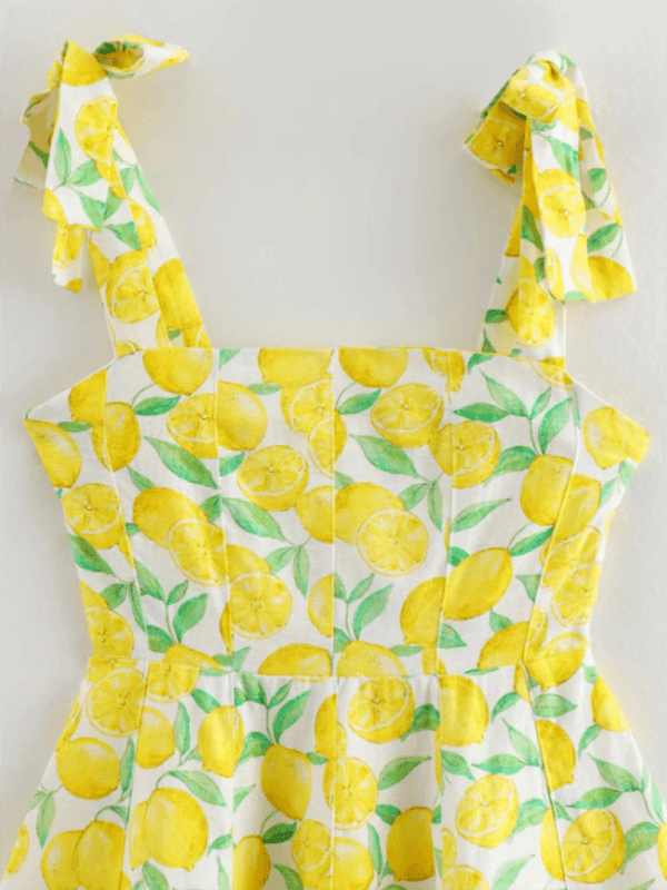 Lemon Print Suspender Dress - 808Lush