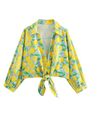 New leisure holiday lemon print shorts suit