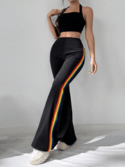 Women's high waist drape wide leg straight trousers