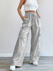 Workwear wide-leg casual pants casual style high waist pocket pants