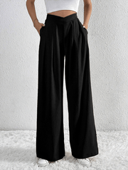 Women's Pleated Casual Wide Leg Pants Loose Trousers