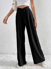 Women's Pleated Casual Wide Leg Pants Loose Trousers