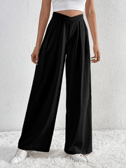 Women's Pleated Casual Wide Leg Pants Loose Trousers