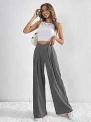 Women's Pleated Casual Wide Leg Pants Loose Trousers