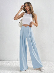 Women's Pleated Casual Wide Leg Pants Loose Trousers