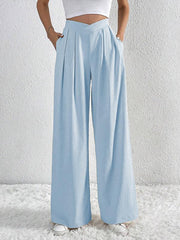 Women's Pleated Casual Wide Leg Pants Loose Trousers