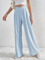 Women's Pleated Casual Wide Leg Pants Loose Trousers