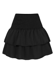 pleated ruffled floral mini skirt