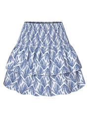 pleated ruffled floral mini skirt