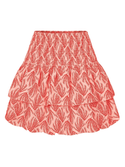 pleated ruffled floral mini skirt