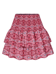 pleated ruffled floral mini skirt