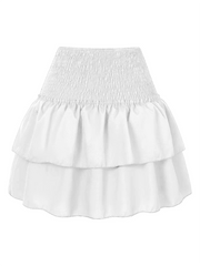 pleated ruffled floral mini skirt