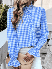 Women's French Contrast Button Check Shirt