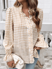 Women's French Contrast Button Check Shirt