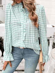 Women's French Contrast Button Check Shirt