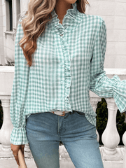 Women's French Contrast Button Check Shirt