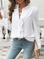 Women's Striped Lace Long Sleeve Shirt