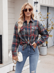 Casual Loose Plaid Pocket Shirt