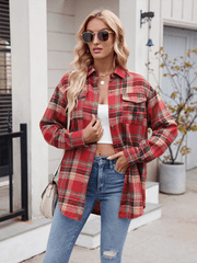 Casual Loose Plaid Pocket Shirt