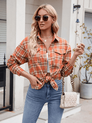 Casual Loose Plaid Pocket Shirt