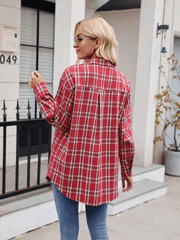 Casual Loose Plaid Pocket Shirt